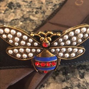Black Gucci Margaret Embellished Bee Belt
